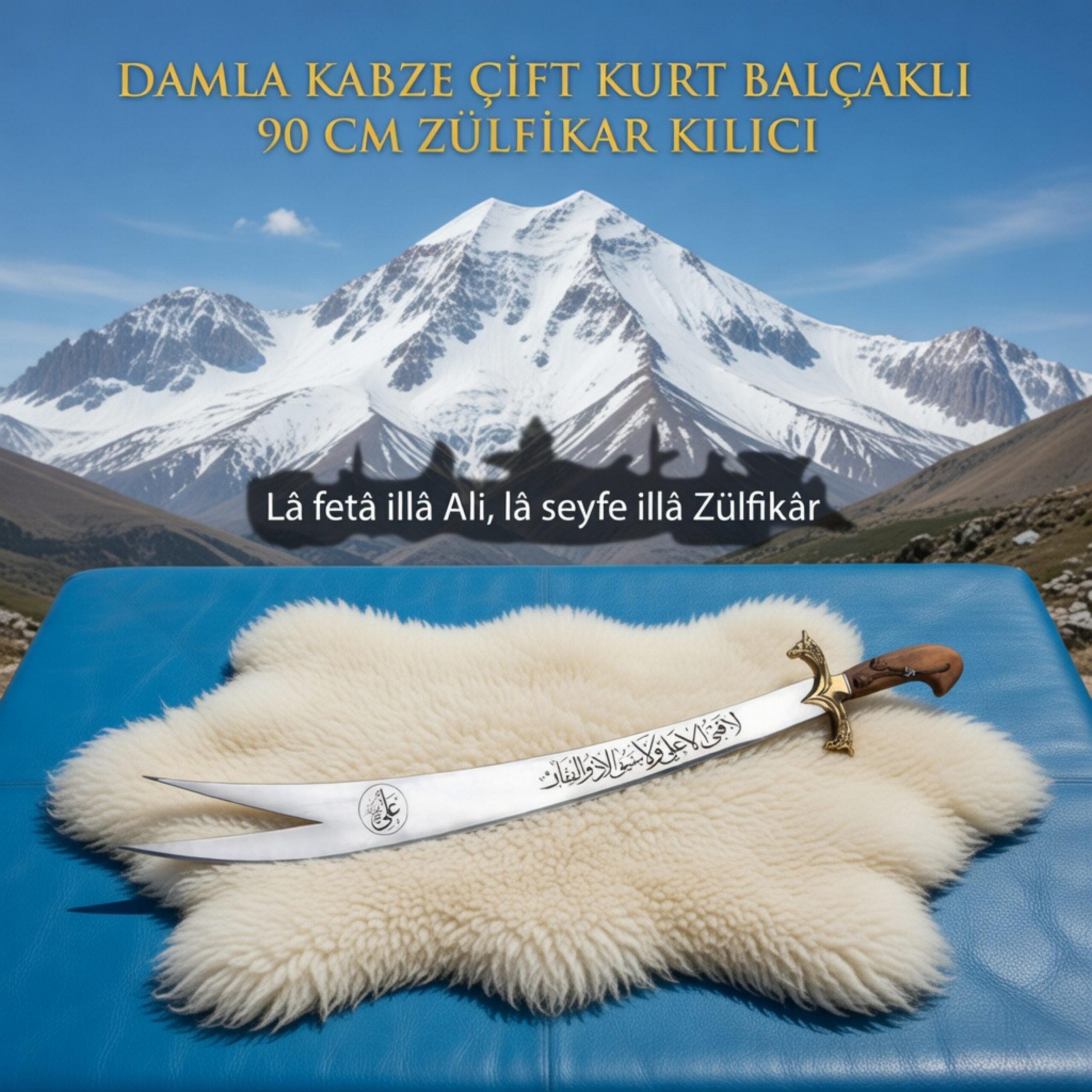 Damla Kabze Çift Kurt Balçaklı Zülfikar 90cm