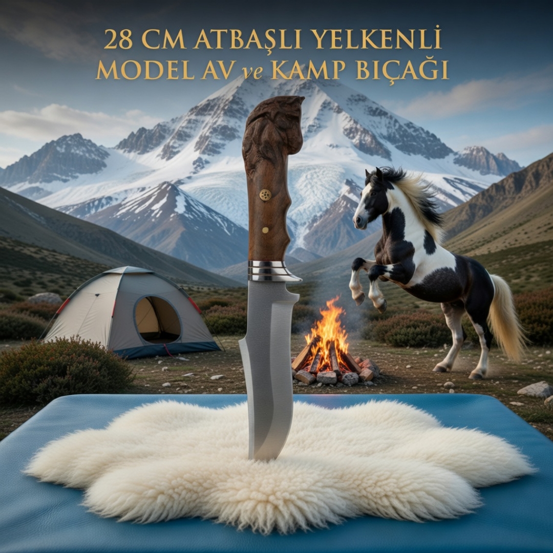At Başlı Yelkenli Av ve Kamp Bıçağı 28 cm