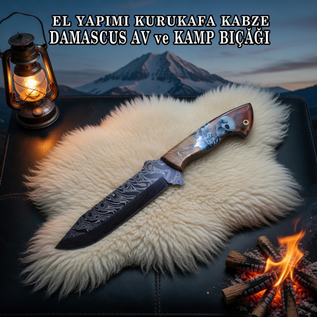 Damascus Çelik Av ve Kamp Bıçağı 29 cm