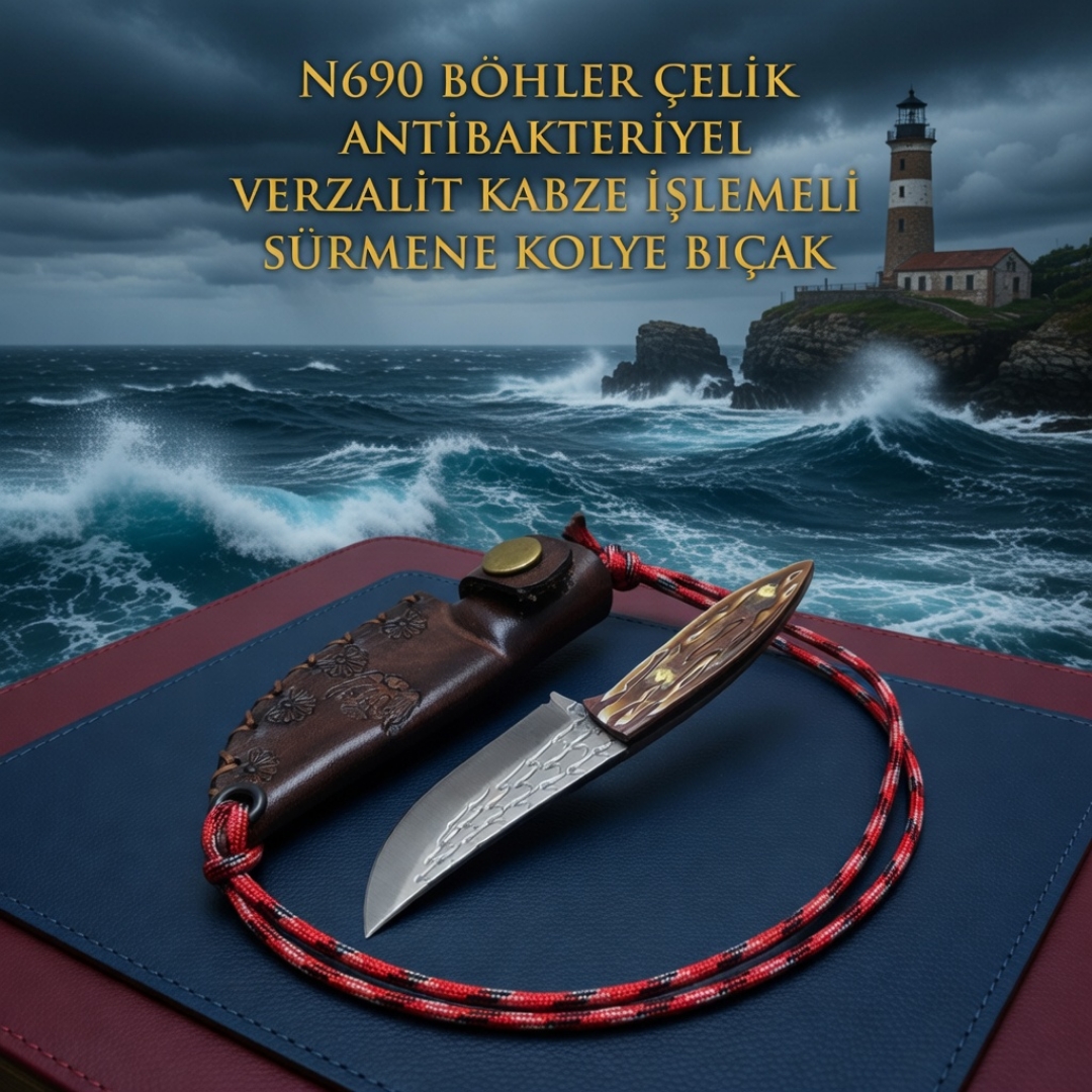 El Yapımı Sürmene N690 Böhler Çelik Kolye Bıçak Hançer Model