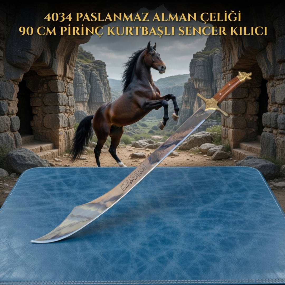 Sencer Kılıcı 90 cm Pirinç Kurtbaşlı