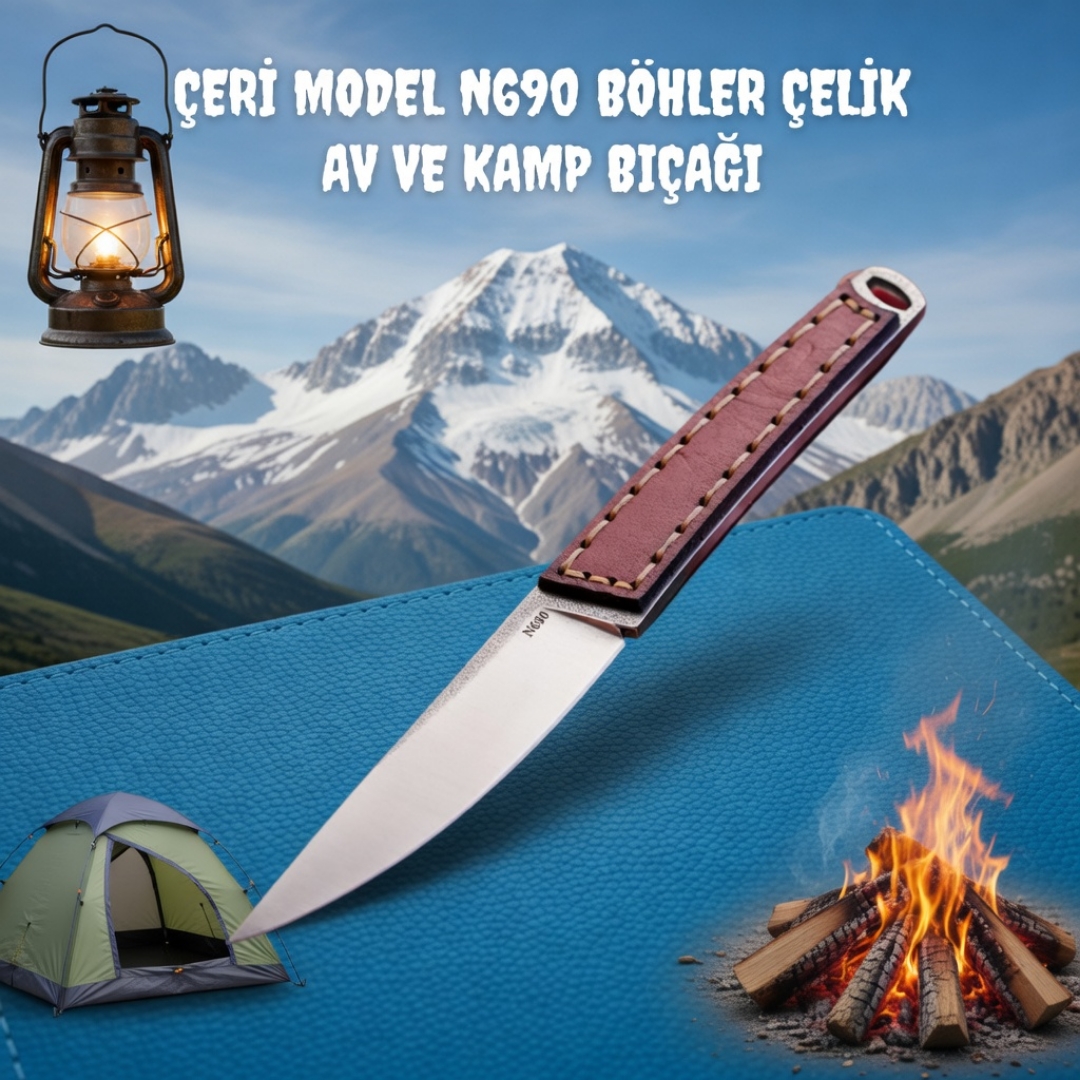 Çeri Model 20 Cm Vekata Deri Kabze Av Bıçağı