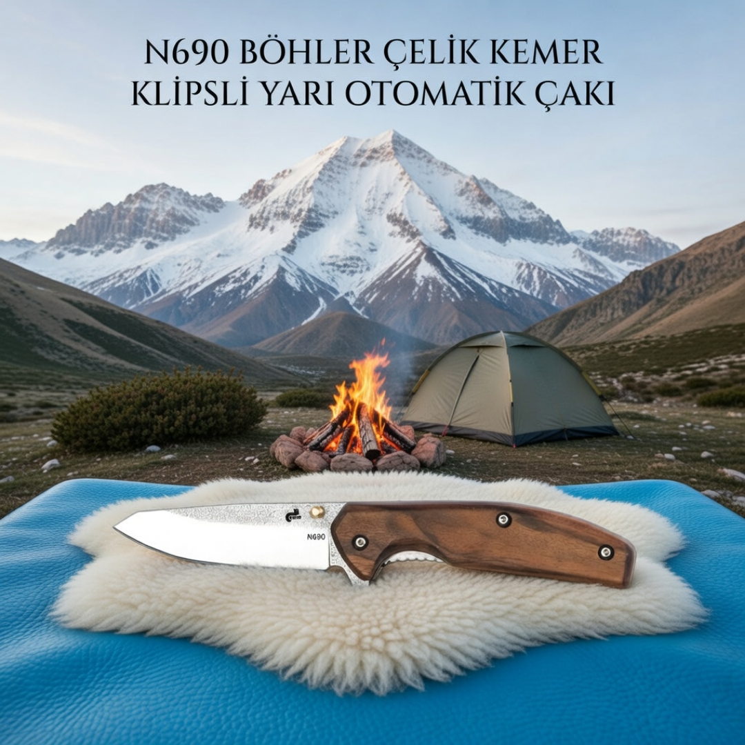 N690 Böhler Çelik Kemer Klipsli Çakı
