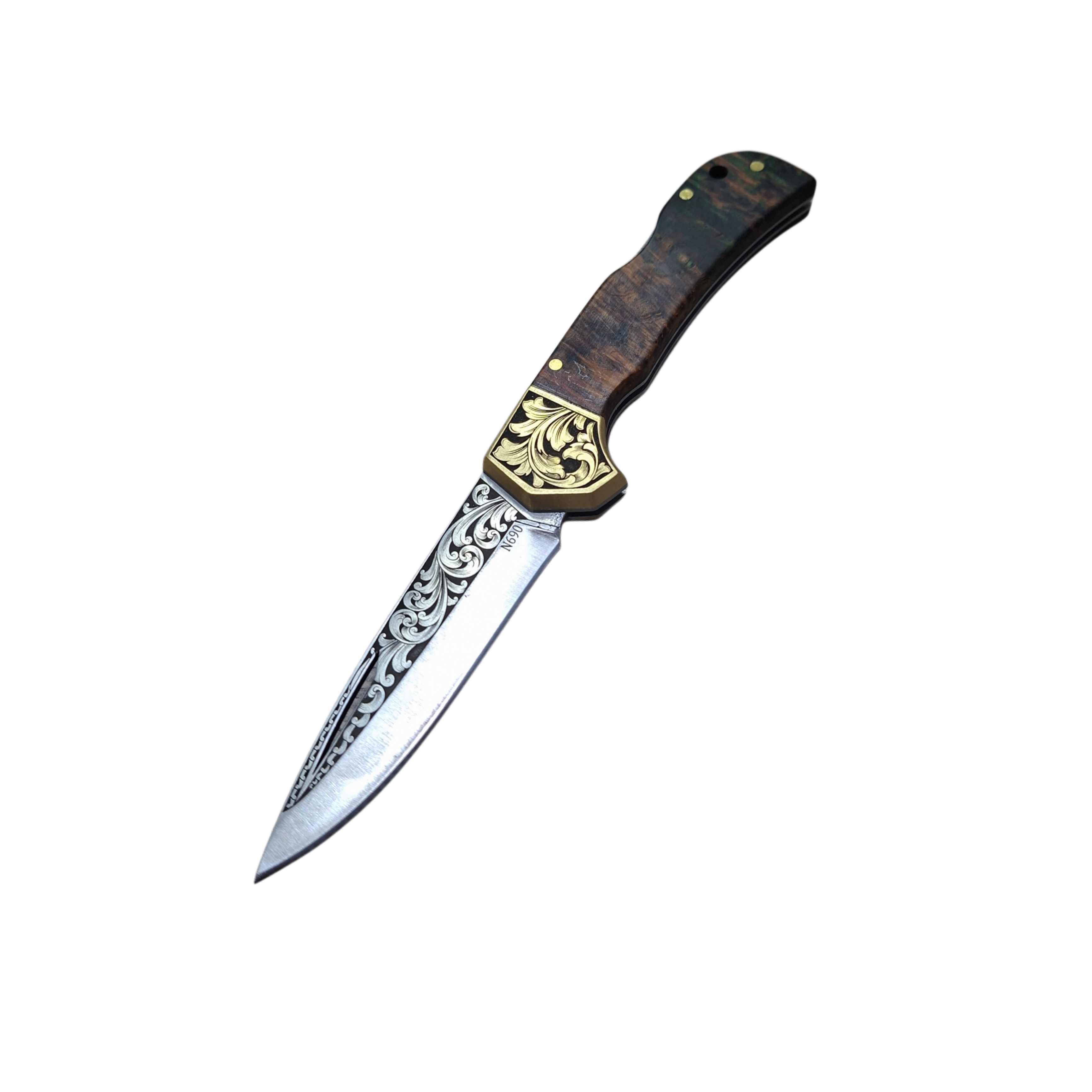 N690 Böhler Çelik Gravürlü Namlu Av Çakısı 20 cm